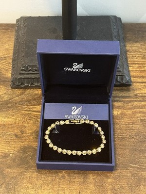 Ungewöhnlich atemberaubendes Tennisarmband Swarovski Champagner Gelbgold vergoldet