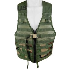 Military Issue MOLLE II Woodland Fight Load Carrier Vest w/ Zipper Brown Buckle