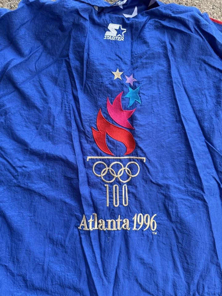 Стартер 1996 Атланта Олимпийских игр США винтажный молнии ветровка куртка - большой - Изображение 3 из 4