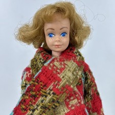 Vtg Midge Barbie Best Friend Doll Freckles Blonde Straight Leg Woven Coat Scarf