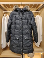 BARBOUR BUOY QUILT COAT UK 10 BLACK FAUX FUR HOOD FIBREDOWN PADDED PUFFER WOMENS