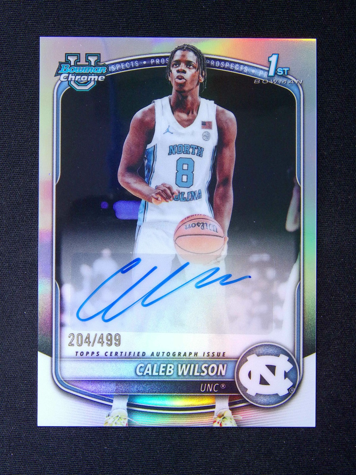 2025-26 Topps Bowman Chrome Caleb Wilson 1st Prospect Auto Refractor /499 #s02