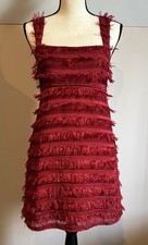 Show Me Your MuMu Women’s Small Red Aria Eyelash Fringe Mini Sheath Dress