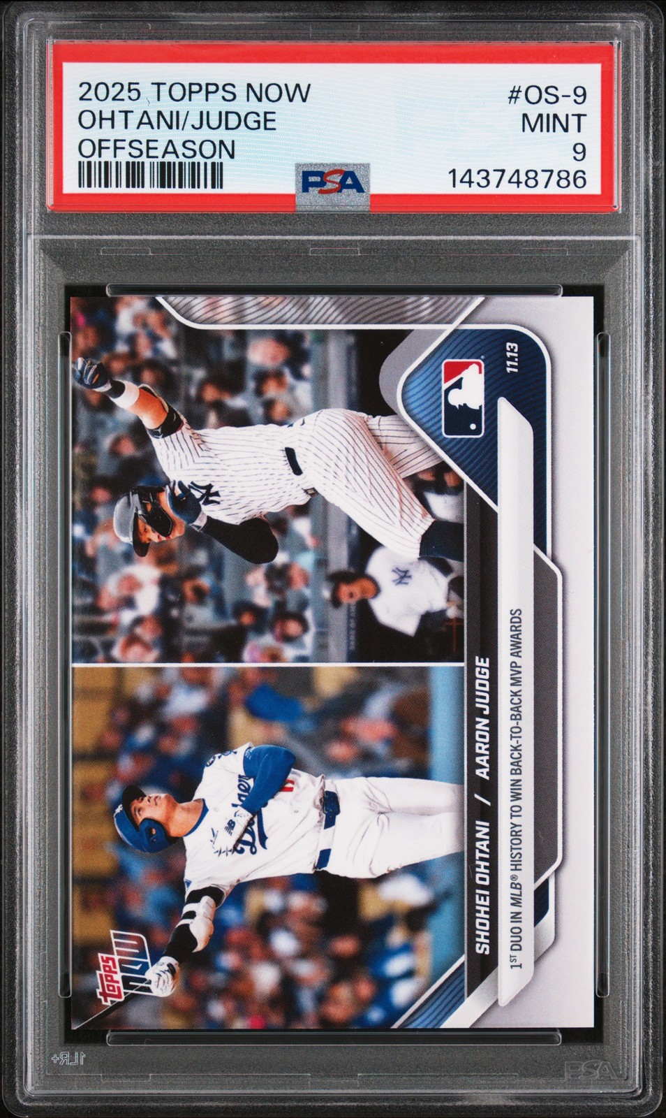 2025 TOPPS NOW OFFSEASON #OS-9 AARON JUDGE/SHOHEI OHTANI PSA 9