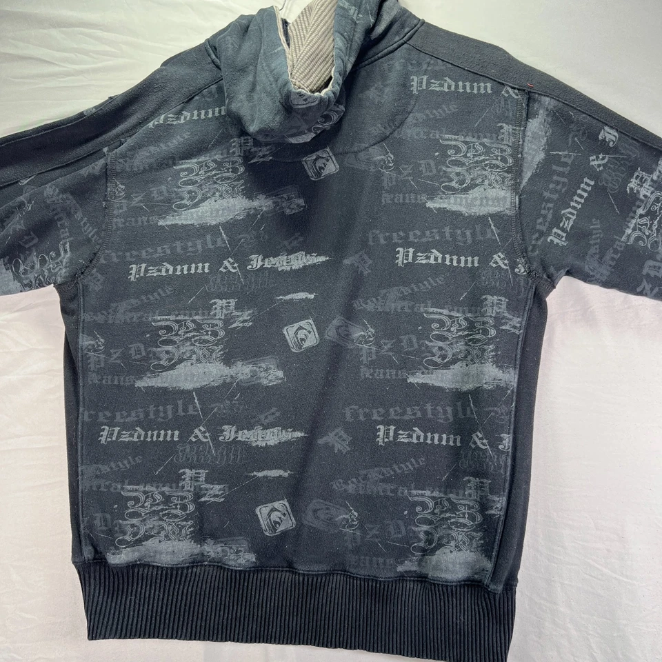 Sudadera con Capucha De Colección Y2K Point Zero Para Hombre Grande Negra Cremallera Completa Skate Hip Hop Foto 3 de 4