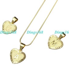 18K Gold Filled Alphabet A-Z Letter Initial Heart Pendant 16"-38" Necklace Chain
