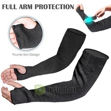 Arm Safety Sleeves Cut Scratch Heat Resistant Made with HPPE - Black (1 Pair)