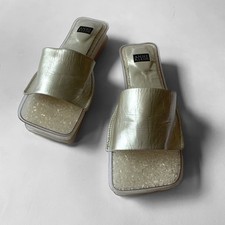 Unusual 90s Anne Klein Bead Filled Square Toe Platform Slide 7 Minimalist Rare