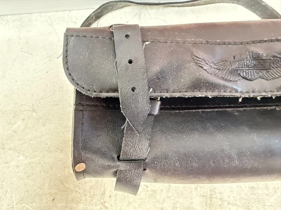 Harley Sportster R 2004 horquilla delantera bolsa de herramientas bolsa de almacenamiento cuero negro Foto 3 de 4