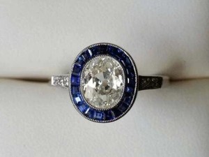 160Ct Oval Cut Lab Created Diamond Ring 14K White Gold Plated