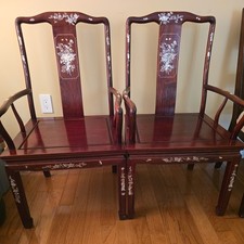 Vintage Pair of Rosewood Chinese Orienal Chai...