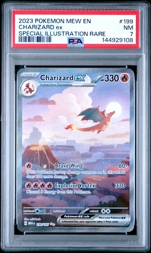 2023 POKEMON MEW EN-151 SPECIAL ILLUSTRATION RARE #199 CHARIZARD EX PSA 7