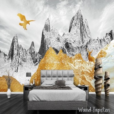 Vlies Fototapete Wandtapete Wandbilder Abstrakte Goldener Schneeberg 2845