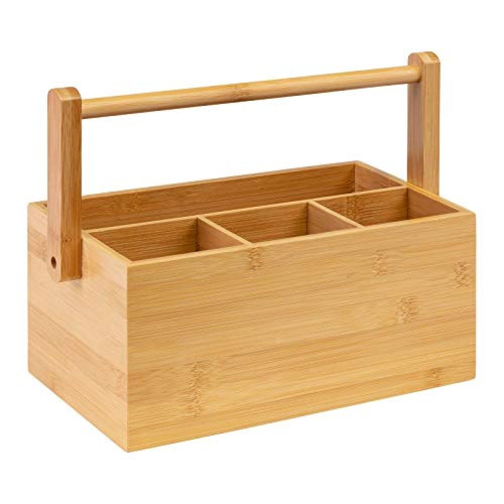 Cestino Westmark in Bambù per Cucina e Tavola | 4 Vani con Manico