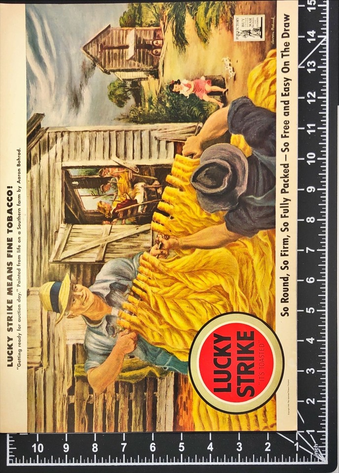 1943 Lucky Strike Cigarettes Farmer Getting Ready For Auction Day WWII