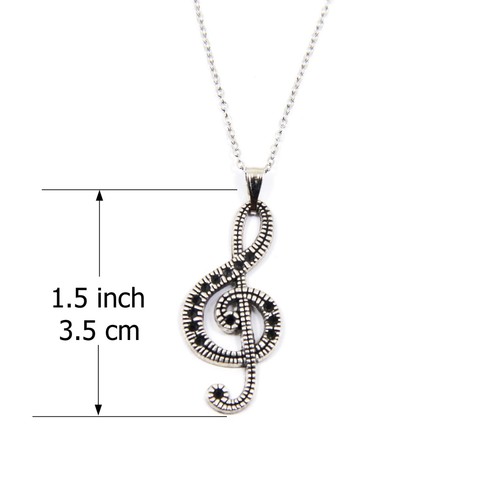 Silver Treble Clef Pendant Music Note Necklace Musician Gift for Music Teacher - Picture 7 of 19
