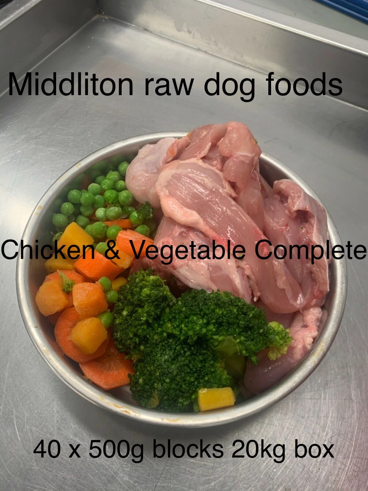 Dog Food Frozen Chicken & veg complete meal 40x500g Chub 20kg box BARF RAW DIET
Opens in a new windo
