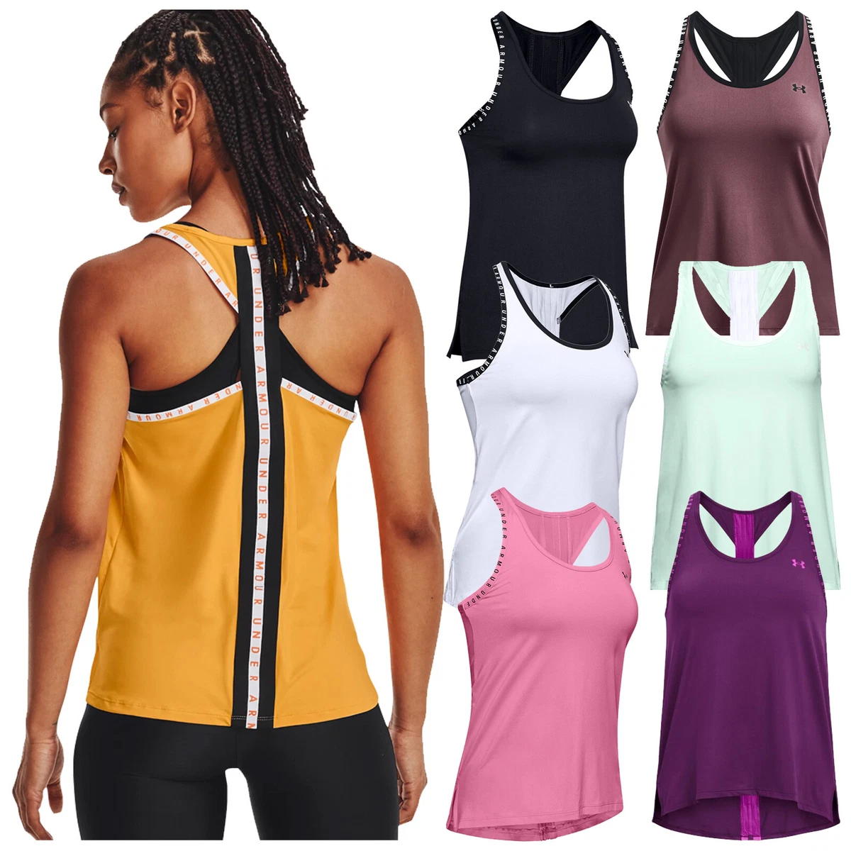 2024 Under Armour Ladies Knockout Tank Top Vest UA Gym Training Running  Yoga | eBay