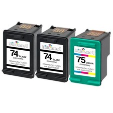 3PK Compatible With HP 74 Black CB335WN HP 75 Color CB337WN Ink HP Photosmart