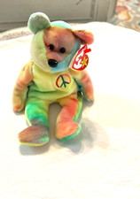 TY Beanie Baby, "Peace the Bear" Stamped Tag 114, 1996