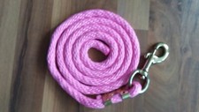 Horse Nylon poly round Lead Rope 70 inches with brass Swivel Snap Pink