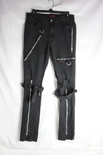 Mens Tripp NYC Daang Goodman Goth Punk Pants Size 32 Black Zipper Pockets Rave