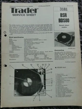 BSR BDS80 Record player Service manual