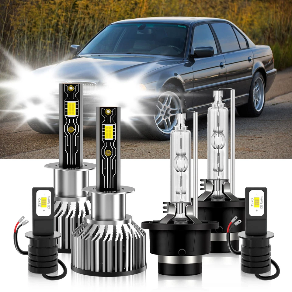 Combo 6x faros LED HID + luces antiniebla blancas para BMW 740iL 1999-2001 Foto 2 de 4