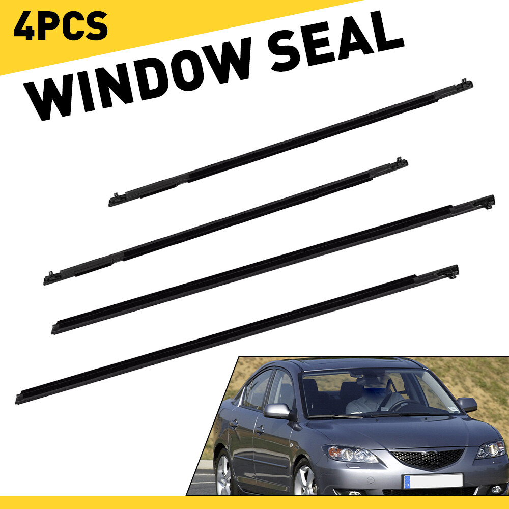 Weather Strips Window Moulding Trim Seal Belt Fit Mazda 3 BK Seires 04-09 4PCS S