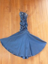 Iridescent SHINY BLUE Maxi Dress Prom/Evening Gown Side ruched Size 5
