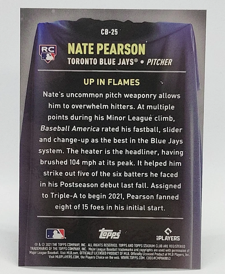 2021 Stadium Club Chrome Nate Pearson RC Crystal Ball #CB-25 Free Shipping - Image 2 of 2