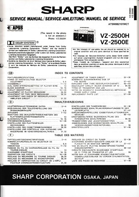 Service Manual-Anleitung für Sharp VZ-2500 