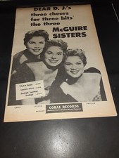 The McGuire Sisters Rare Original 1954 Promo Poster Ad Framed!