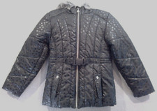 R 1881 By R. Rothschild Puffer Coat Girls Sz M 10-12 Black Harts Goth Hooded