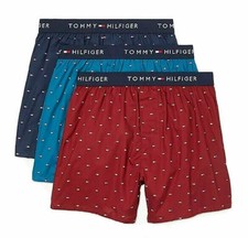 TOMMY HILFIGER MEN X3 - 221 MAHOGANY MEDIUM - 3 PACK SLIM WOVEN BOXER UNDERWEAR