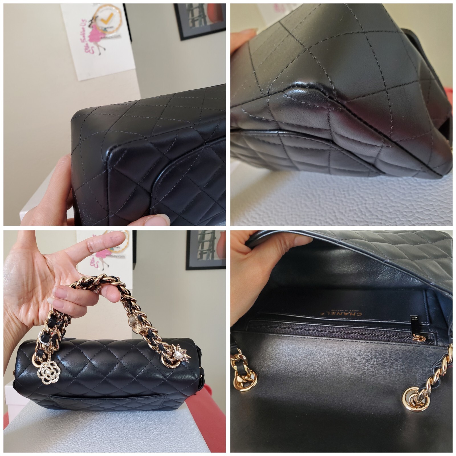 Chanel Classic mini Rectangular black Lambskin Co… - image 8