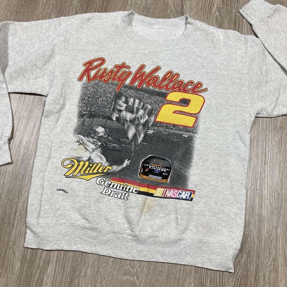 Rusty Wallace Sweater M 90s 00s Y2k Nascar Miller Draft Racing Pullover Crewneck - Image 2 of 4