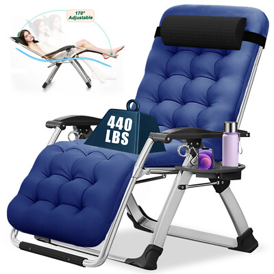 K16ZDY Zero Gravity Lounge Chair Removable Cushion Patio Recliner Folding Chairs