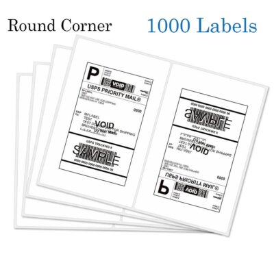 1000 8.5'' X 5.5'' Half Sheet Self Adhesive Premium Round Corner Shipping Labels