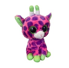 TY Beanie Boos "Gilbert" Giraffe Plush Stuffed Animal 7" Pink Purple TySilk 2017