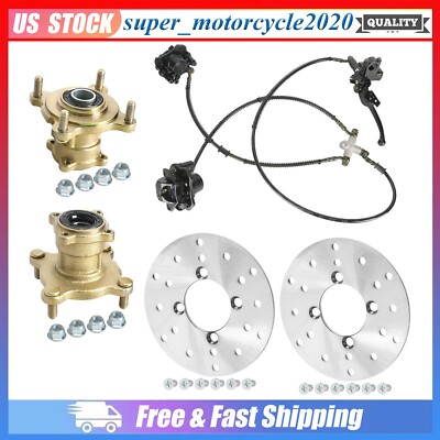 2x Front Wheel Hub + Brake Caliper + Disc Rotors For ATV Quad Bike Go Kart Trike