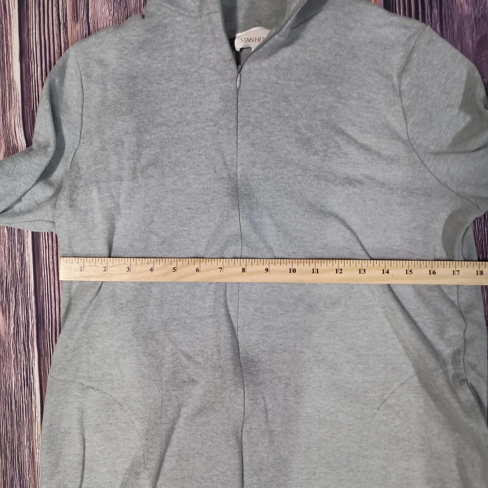 Stan Herman Ladies Robe Long Sleeve Mid Zip Size Small Gray  - Image 3 of 4
