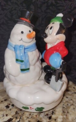 Rare Vintage Disney Mickey Mouse Frosty the Snowman Schmid Rotating Music Box
