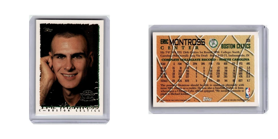Tarjeta de baloncesto Eric Montross 1994 Topps #136 Boston Celtics casi nueva Foto 3 de 3