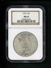 1922 US Peace Silver Dollar $1.00 $1 NGC MS 63  UNC Original Patina Frosted Surf