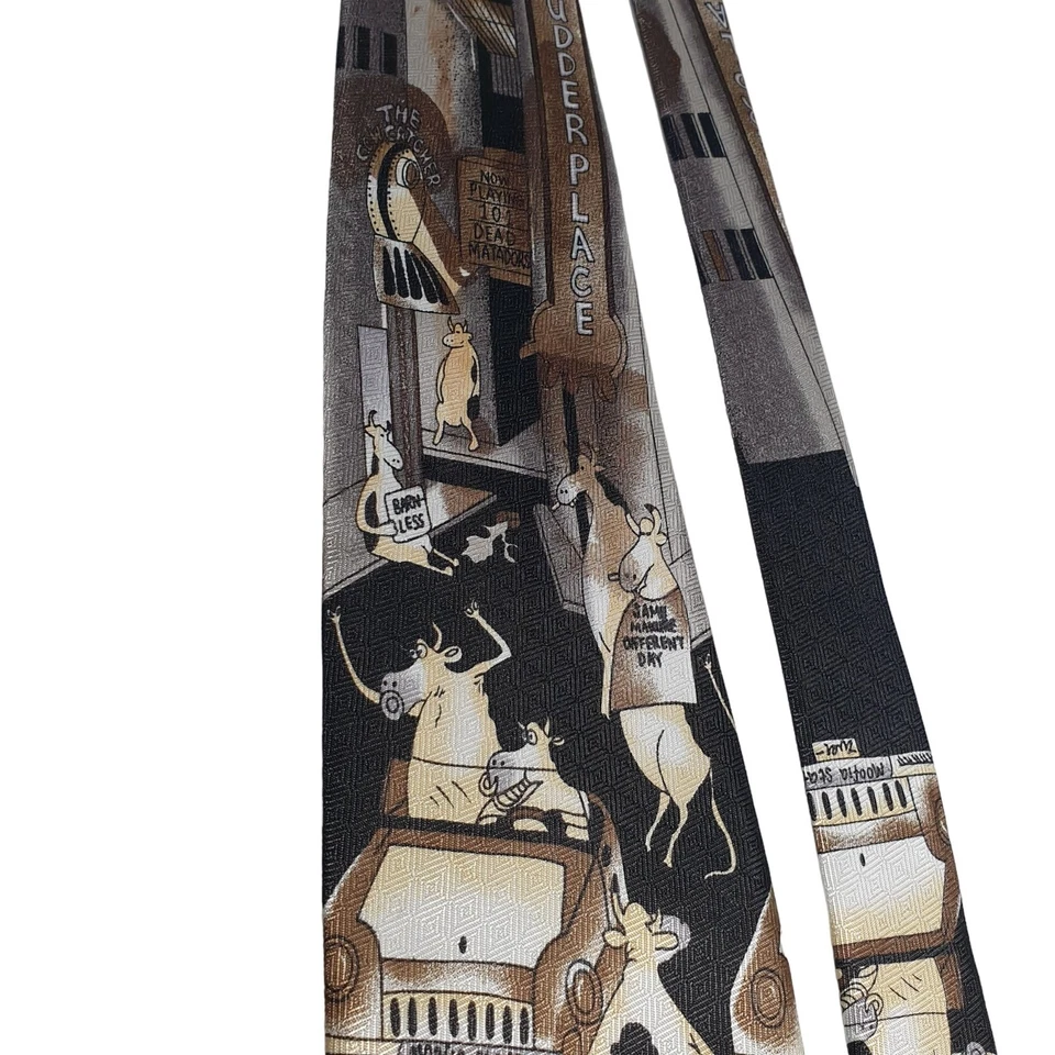 Gravata masculina renascentista vaca gravata humor acessório lado distante trabalho escritório pai presente - Imagem 3 de 4