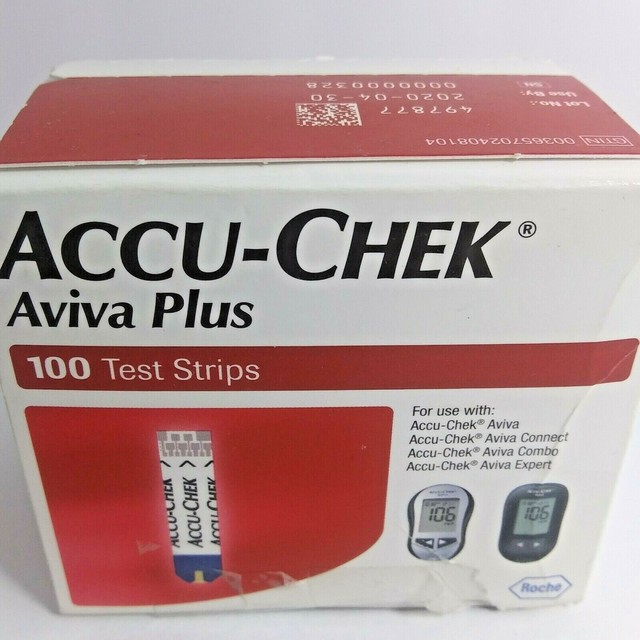 AccuChek Aviva Plus 2 Packs of Diabetic Test Strips 100 Pieces for