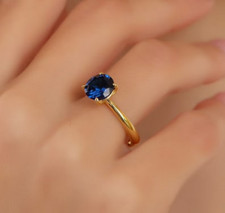 Simulated Sapphire Women's Engagement Ring 14K Yellow Gold Plated 2 Ct Round Cut