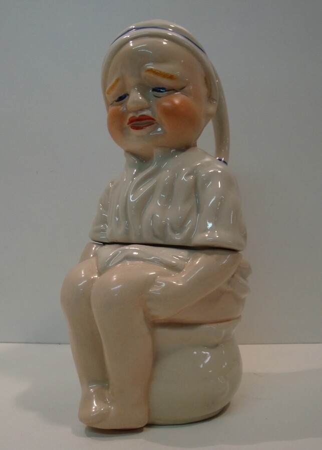 Art Deco Porcelain Jewelry Box with Boy Figure in Art Nouveau Style-image