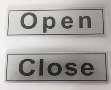 Open Close Door Sign Signs Self Adhesive Silver metal Easy Stick Card door 